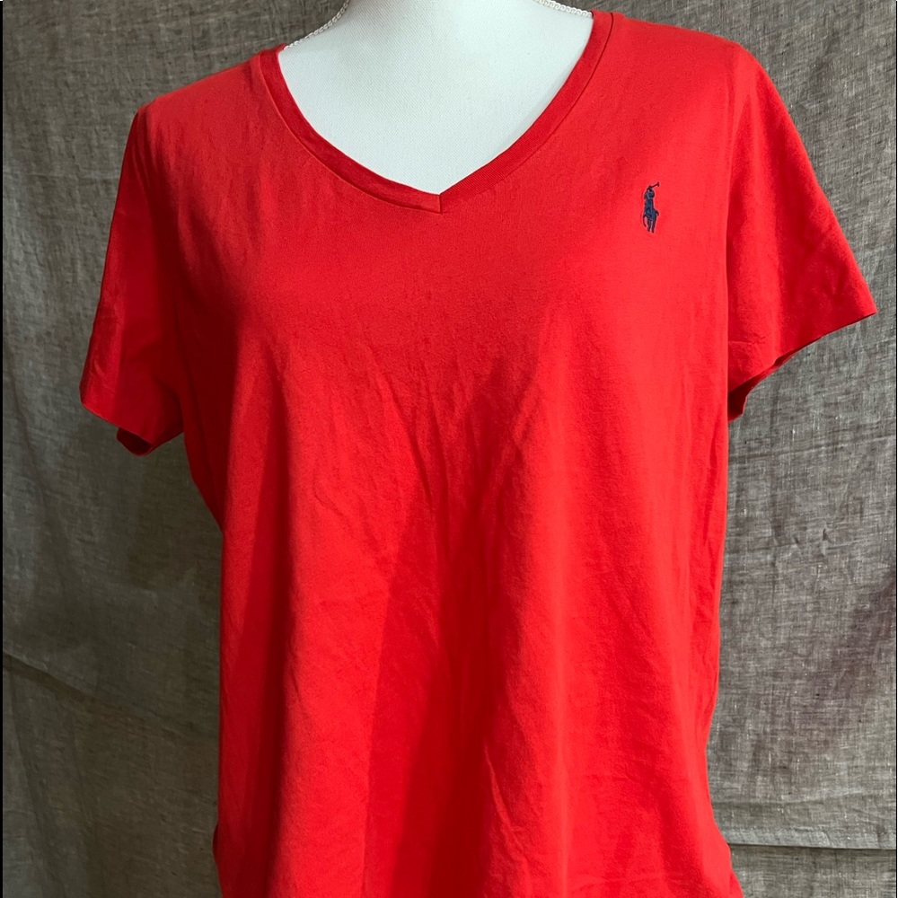 Ralph Lauren red short sleeve red vneck T-shirt size XL